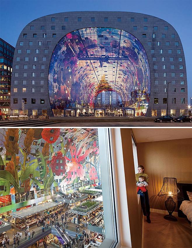 네덜란드 로테르담의 ‘마켓홀’과 내부. 사진 MVRDV