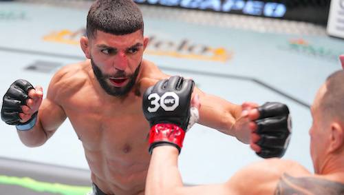 알바지(왼쪽)가 카라-프랑스를 꺾고 UFC 6연승을 달성했다.(사진=UFC)