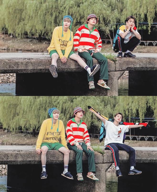 고산창포마을 돌다리는 평범해도 BTS가 앉으니 바로 작품이 된다.