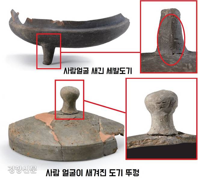 몽촌토성에서 출토된 사람얼굴 도기. 당시 도기를 만든 장인의 자화상인지, 아니면 다름 사람의 얼굴을 장난스럽게 새겨넣었니 알 수 없다.|한성백제박물관 제공