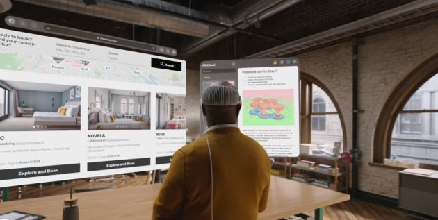 애플 비전 프로 착용후 보여지는 화면. 사진=애플 홈페이지 캡처