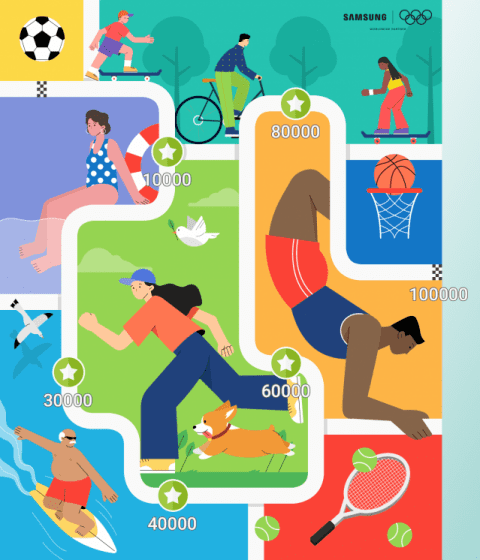삼성 헬스(Samsung Health)'앱의 올림픽의 날 기념 '스텝 챌린지'(사진=삼성전자)