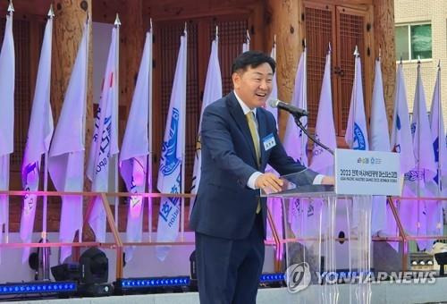 김관영 조직위원장 전북 아태 마스터스대회 폐회사 [연합뉴스 자료사진]