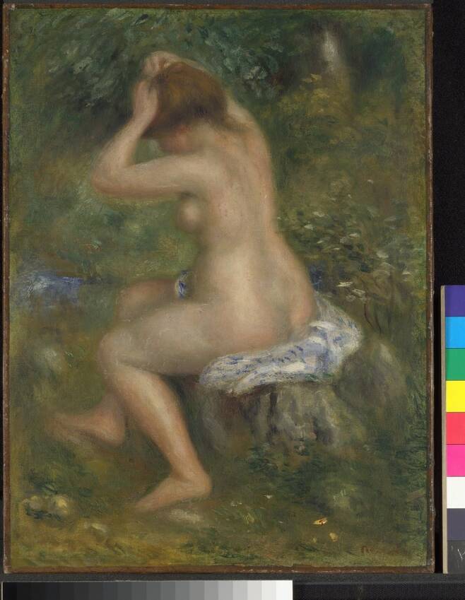 피에르 오귀스트 르누아르, <목욕하는 사람>, 1885-90년경, 캔버스에 유화, 39.4×29.2cm, 내셔널갤러리 런던 *재판매 및 DB 금지