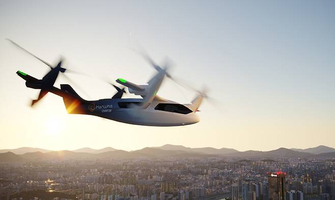 한화시스템과 오버에어가 공동 개발 중인 UAM 기체 ‘버터플라이’ 이미지. 한화시스템 제공