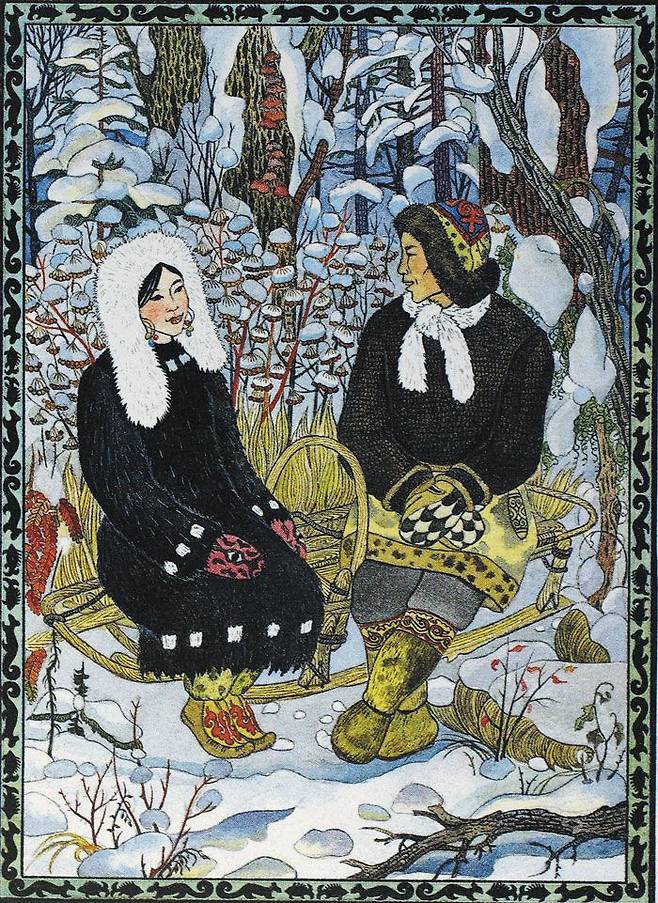 사할린섬 북부 지역 원주민인 니브흐족을 그린 그림. 사할린은 오랫동안 시베리아 대륙에 연결된 반도로 여겨졌으나 18세기 들어 섬으로 확인됐다. /러시아동방과학원