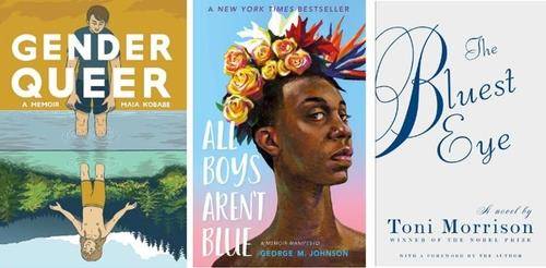 지난해 미국에서 금서 지정 요구를 가장 많이 받은 책 톱3  [연합뉴스 자료사진, 사진 출처 : 미국 도서관협회 웹사이트, 재판매 및 DB 금지] [2023.04.26 송고]