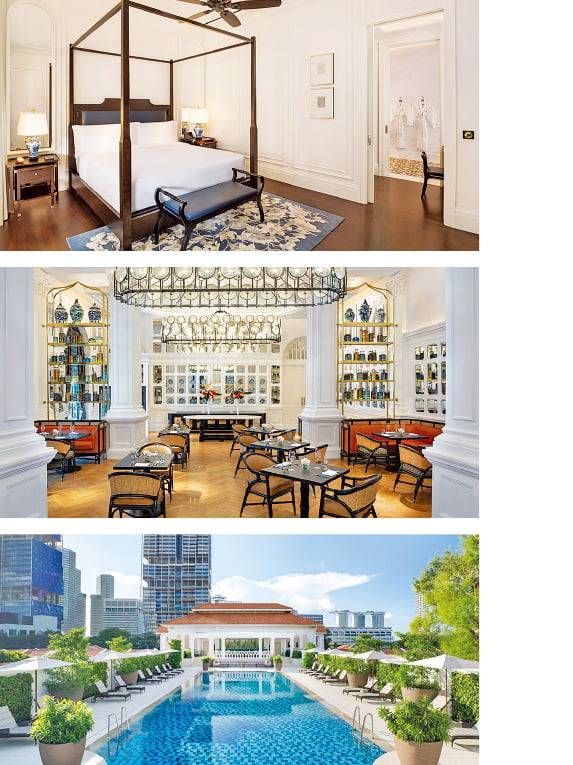 스위트룸 침실(위부터), 인도 레스토랑 티핀룸, 루프톱 수영장