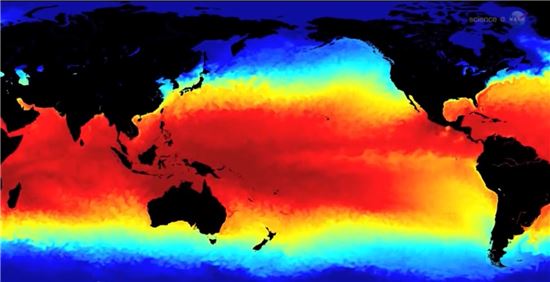 ▲엘니뇨는 열대 태평양 해수 온도가 비정상적으로 상승하면서 발생한다.[사진제공=NASA]