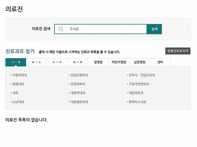 고(故)주석중 교수는 20일 오전 10시경부터 서울아산병원 사이트 내 의료진 목록에서 검색되지 않고 있다. 고인의 발인은 이날 오전 9시에 진행됐다. /사진=서울아산병원 홈페이지.