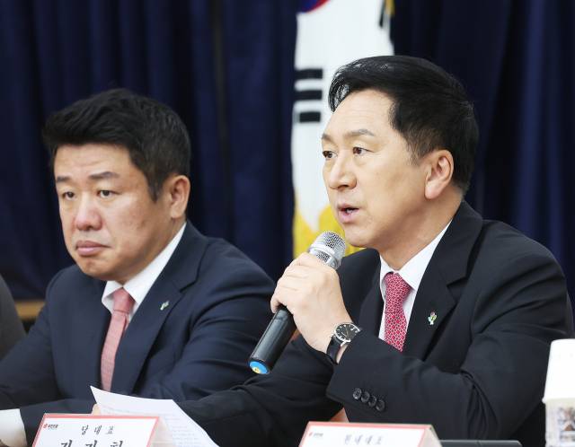 ▲국민의힘 김기현 대표가 1일 오전 경기도 수원시 경기도당에서 열린 현장최고위원회의에서 발언하고 있다. ⓒ연합뉴스