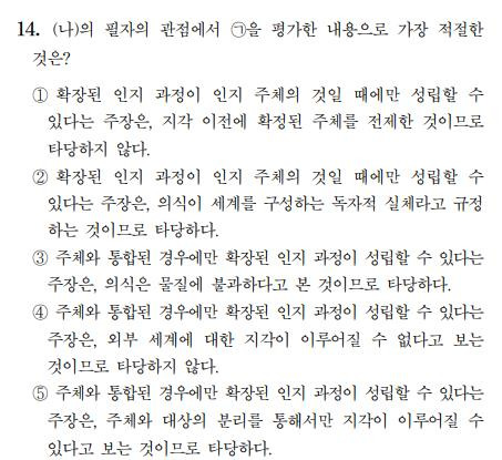 2024학년도 수능 6월 모의평가 국어 14번. 한국교육과정평가원 홈페이지