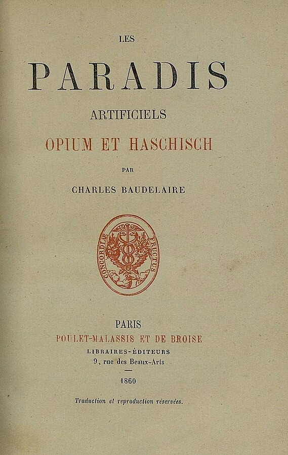 ‘레 파라디 아티피셜’의 표지. 인공낙원으로 번역되는 이 책에는 보들레르의 마약 경험이 담겨 있다.