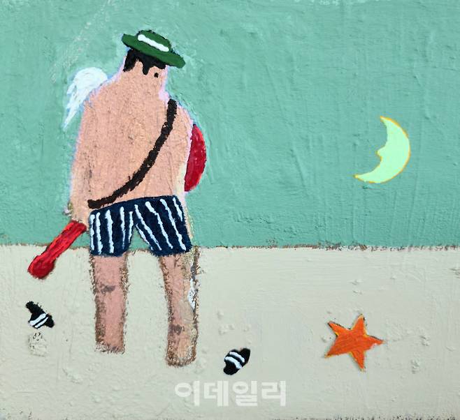 최우 ‘나와 당신 그리고 나’(2023), 캔버스에 오일·과슈·콜라주, 22×27㎝(사진=토포하우스)