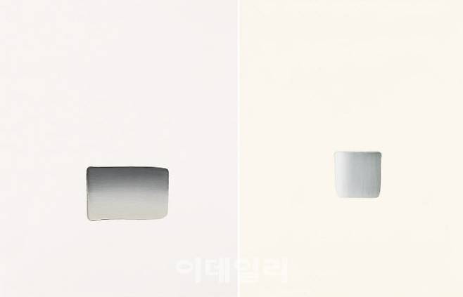 이우환의 ‘점 하나’ 그림 ‘다이얼로그’(Dialogue·대화)가, 상반기 마지막 메이저경매로 여는 서울옥션과 케이옥션에 동시에 출품한다. 서울옥션은 27일 ‘173회 미술품경매’에 150호(226.9×181.8㎝) ‘다이얼로그’(2008∼2014·왼쪽)를, 케이옥션은 28일 ‘6월 경매’에 300호(290.9×218.2㎝) ‘다이얼로그’(2007)를 세운다. 추정가는 각각 9억~18억원과 13억 5000만~20억원(케이옥션)이다(사진=서울옥션·케이옥션).