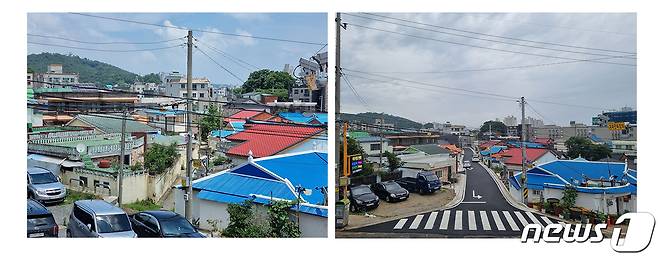 읍내동 도시재생 도시계획도로(소로3-175호) 준공 전(왼쪽)후 모습.(서산시 제공)/뉴스1