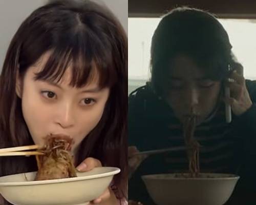 왼쪽부터 한예슬 짜장면 먹방신 (MBC ‘환상의 커플’ 방송화면), 임지연 짜장면 먹방신 (지니TV ‘마당이 있는 집’ 방송화면)