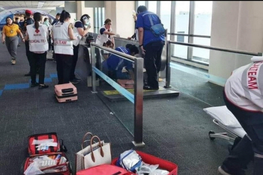 돈므앙 공항 무빙워크 사고 현장. 연합뉴스(SNS 캡처)