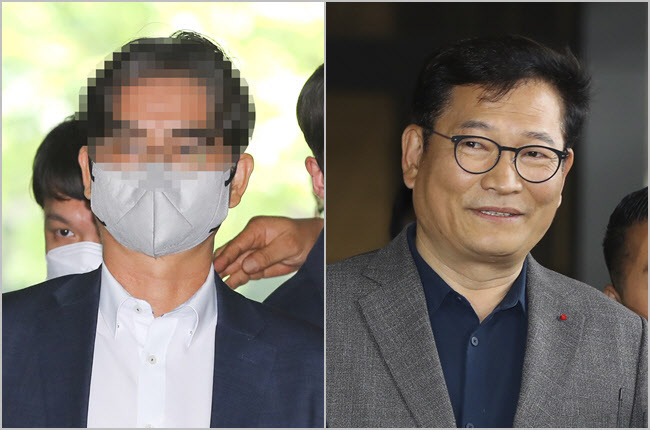 송영길 전 더불어민주당 대표(오른쪽)와 송 전 대표의 전직 보좌관 박용수씨. (사진=뉴시스)