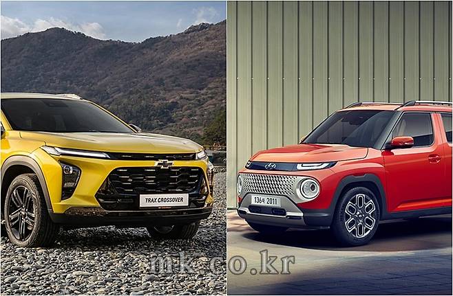트랙스 크로스오버(왼쪽)와 캐스퍼 [사진출처=쉐보레, 현대차]