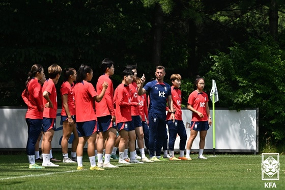 최종훈련 중인 여자축구대표팀. /사진=대한축구협회 제공