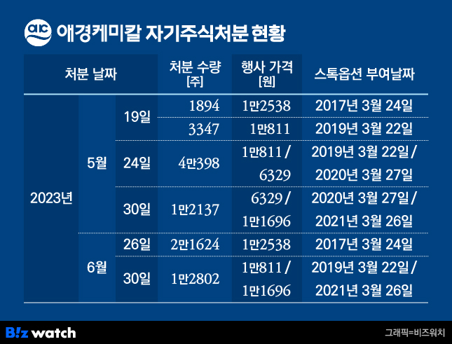 애경케미칼 자기주식 처분 현황