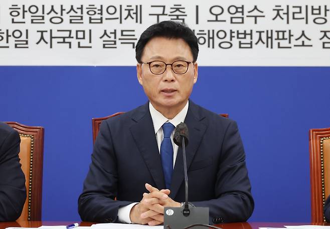 박광온 더불어민주당 원내대표가 4일 오전 국회에서 열린 원내대책회의에서 발언하고 있다. /연합뉴스