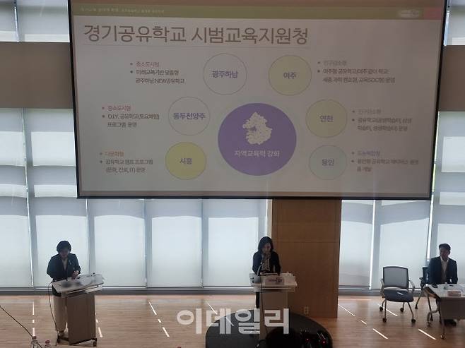 5일 경기도교육청 브리핑스탠드에서 김희정 지역교육협력과장이 ‘지역맞춤 경기공유학교’ 정책을 발표하고 있다. 황영민 기자