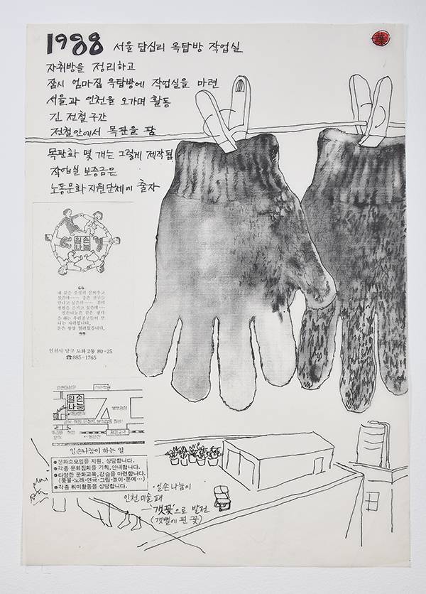 정정엽의 ‘나의 작업실 변천사 1985∼2017’은 33년 동안 한 여성 작가가 한국 사회에서 어떻게 작업을 이어왔는지를 보여주는 고군분투기다.