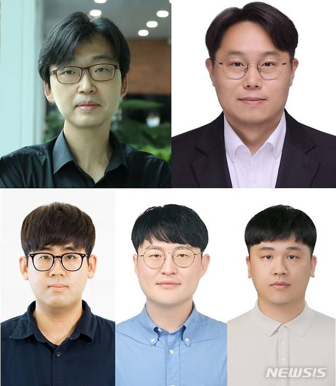 [광주=뉴시스]위쪽 왼쪽부터 이상한 GIST 교수, 서장원 KAIST 교수. 아래 왼쪽부터 최호중 GIST 신소재공학부 박사, 김영윤 한국화학연구원 박사, 서세훈 로렌스 버클리 국립연구소 박사.