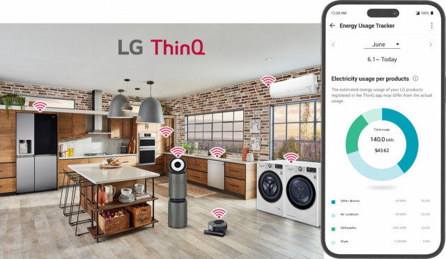 LG전자의 LG 씽큐를 이용한 가전 에너지 모니터링 서비스. 사진 제공=LG전자