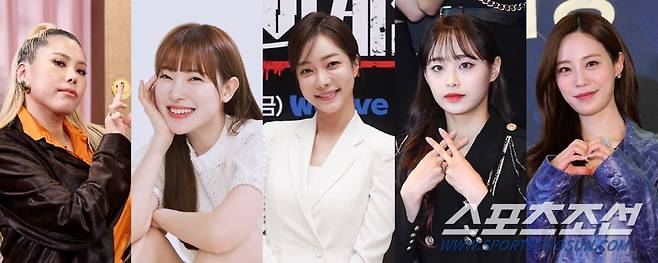 '제2회 BSA' 신인 여자 예능인상 후보 가비, 김아영, 박지민, 츄, 허영지(왼쪽부터). 사진=스포츠조선 DB, 티빙, 웨이브, AIMC