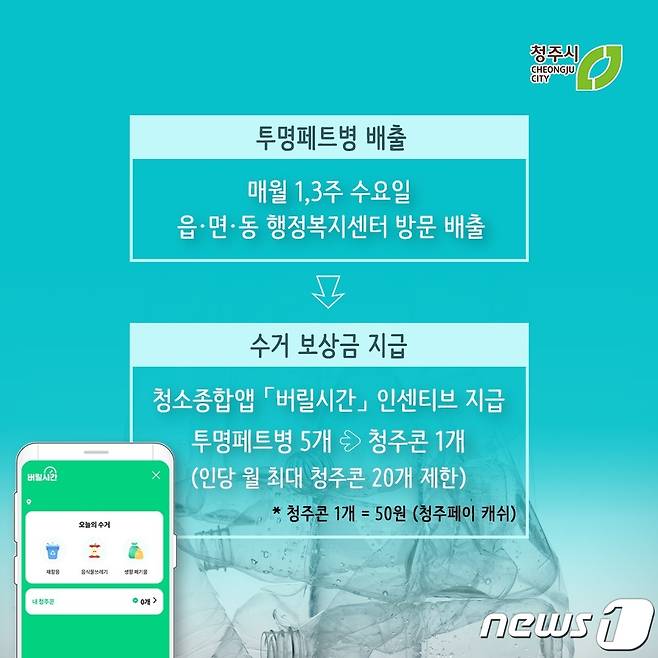 충북 청주시가 운영하는 '투명페트병 집중 수거 날' 홍보물.(청주시 제공).2023.7.12/뉴스1