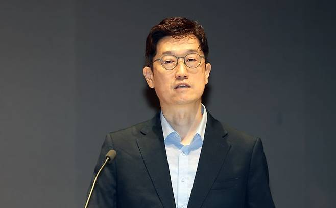 '토크노미 코리아 2023'이 파이낸셜뉴스 주최로 12일 서울 여의도 한국거래소 국제회의장에서 열렸다. 이수영 금융위원회 자본시장 과장이 강연하고 있다. 사진=김범석 기자