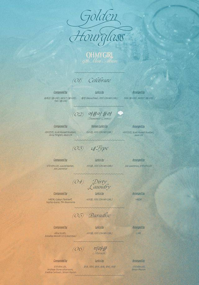 소속사 WM엔터테인먼트는 공식 SNS 채널에 오마이걸 미니 9집 '골든 아워글래스(Golden Hourglass)'의 트랙리스트를 게시했다. WM엔터테인먼트 제공
