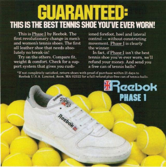 1985년 출시된 리복의 테니스 코트화 PHASE 1(페이즈 원). '클럽C 85'의 원형이 된 모델이다. LF제공