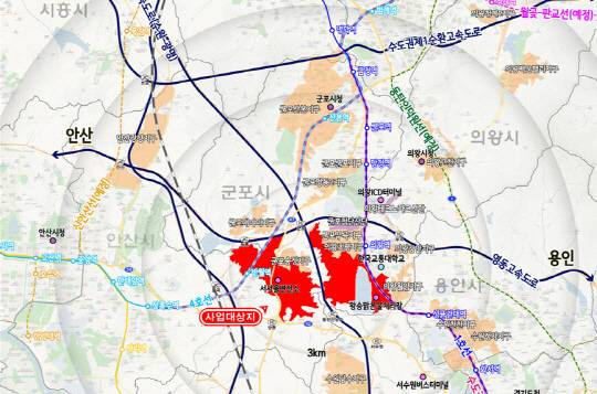 의왕군포안산 공공주택지구 위치도. 자료 LH