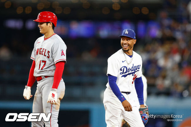 [사진]  에인절스 오타니와 다저스 베츠. ⓒGettyimages(무단전재 및 재배포 금지)