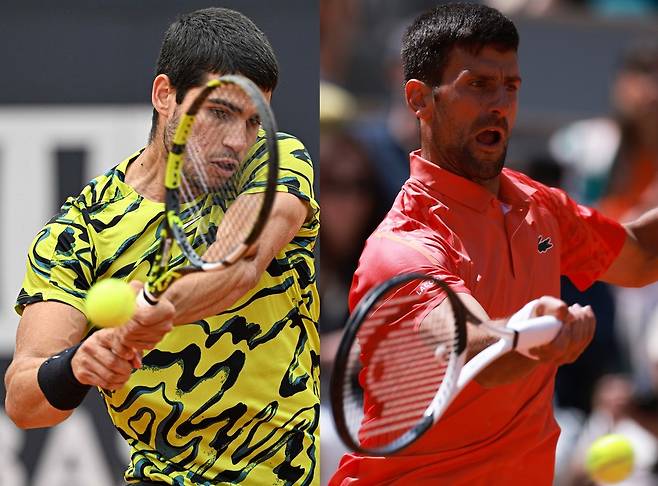 카를로스 알카라스(좌)-노박 조코비치, 연합뉴스