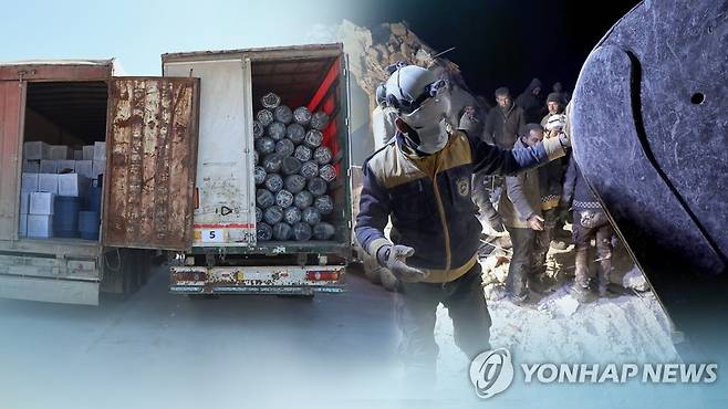 시리아 반군지역 구호품 전달(CG) [연합뉴스TV 제공]