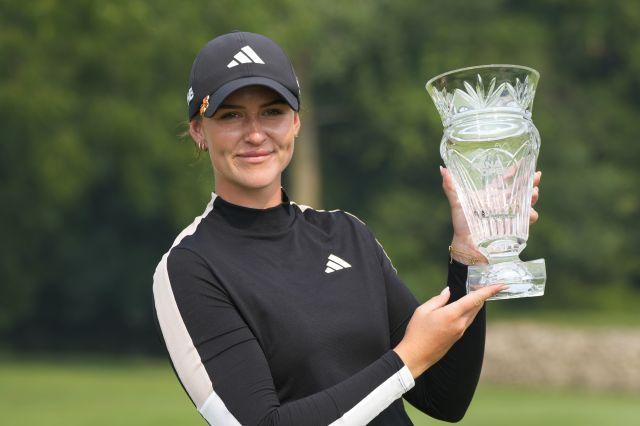 17일(한국시간) 미국 오하이오주 실베이니아의 하일랜드 메도스GC에서 열린 LPGA투어 다나 오픈에서 생애 첫 승을 거둔 린 그랜트. AP연합뉴스