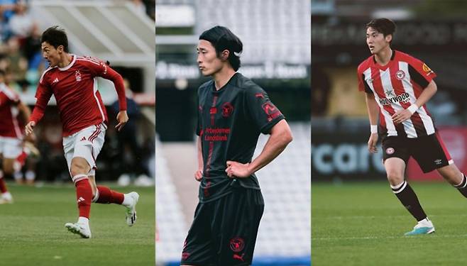 유럽 무대에 진출한 한국 선수들이 연이어 프리시즌 첫 경기를 소화했다. /사진=노팅엄 포레스트, 미트윌란, 브렌트포드 공식 트위터 캡처(왼쪽부터).