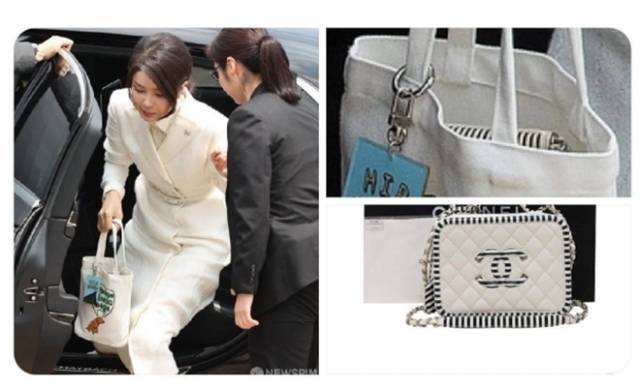 박영훈 민주당 청년미래연석회의 부의장이 지난 14일 트위터에서 김건희 여사의 에코백에 샤넬백이 들어있었다는 의혹을 제기하며 올린 사진들. 박 부의장 트위터 캡처