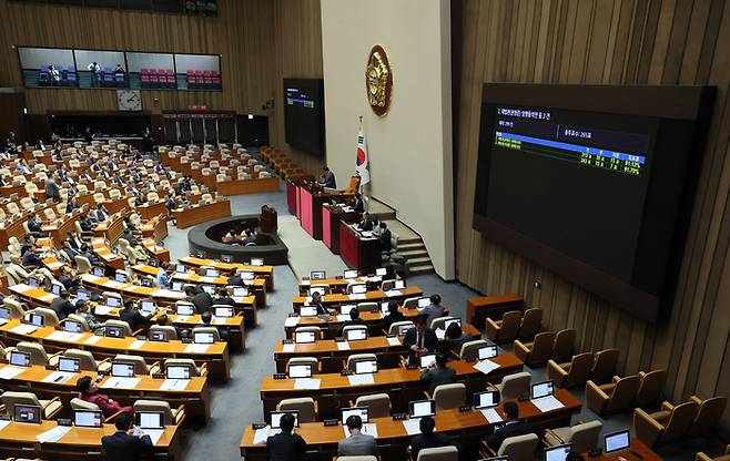 18일 국회 본회의에서 권영준·서경환 대법관 후보자 임명동의안이 통과되고 있다. [사진 = 연합뉴스]