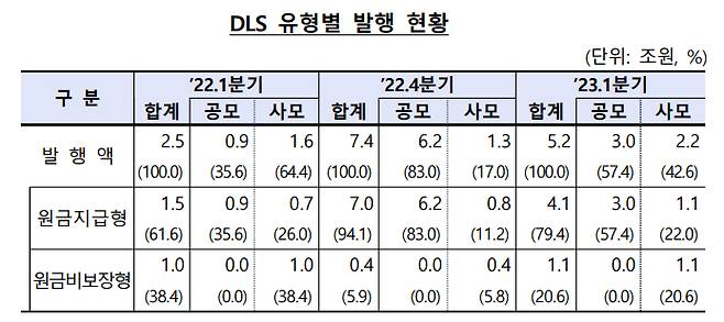 DLS 유형별 발행 현황. /사진제공=금융감독원