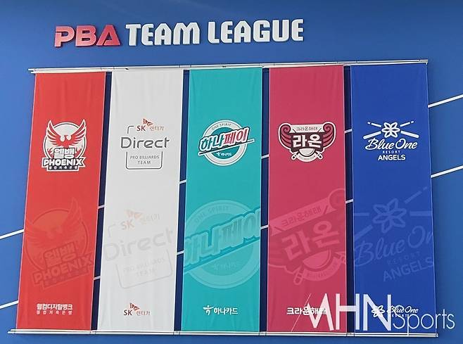 PBA 스타디움 외벽에 걸린 팀리그 구단 현수막ⓒMHN스포츠 권수연 기자