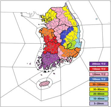 25일까지 추가 강수량 예상치. 기상청 제공.