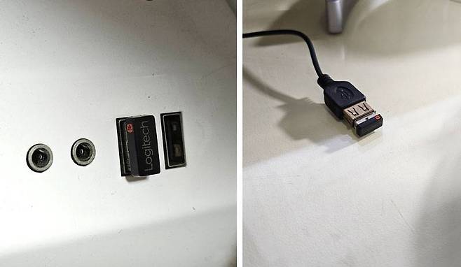 수신기를 본체 앞쪽 포트에 꽂거나 USB 연장 케이블을 이용하면 수신율을 개선 가능 / 출처=IT동아