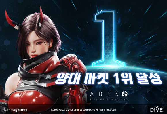 카카오게임즈는 26일 신작 다중접속역할수행게임(MMORPG) '아레스 : 라이즈 오브 가디언즈'(아레스)가 구글플레이 및 애플 앱스토어 인기 순위 1위를 기록했다고 밝혔다. /사진=카카오게임즈