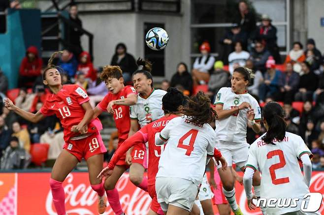 한국 여자 축구대표팀이 모로코에 0-1로 졌다.  ⓒ AFP=뉴스1